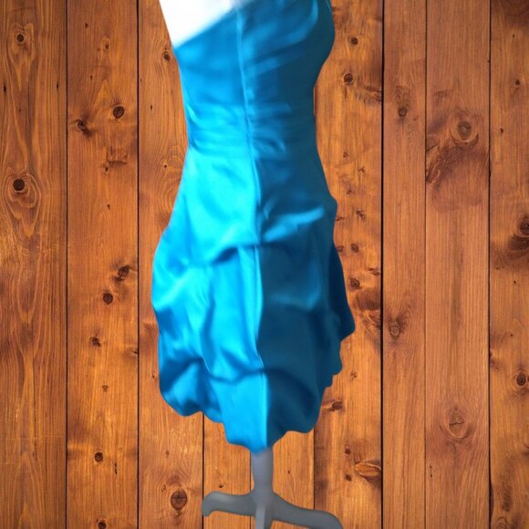 DAVID'S BRIDAL WOMEN'S SIZE 2 BLUE STRAPLESS  Y2K RUCHED FORMAL DRESS - Picture 7 of 8